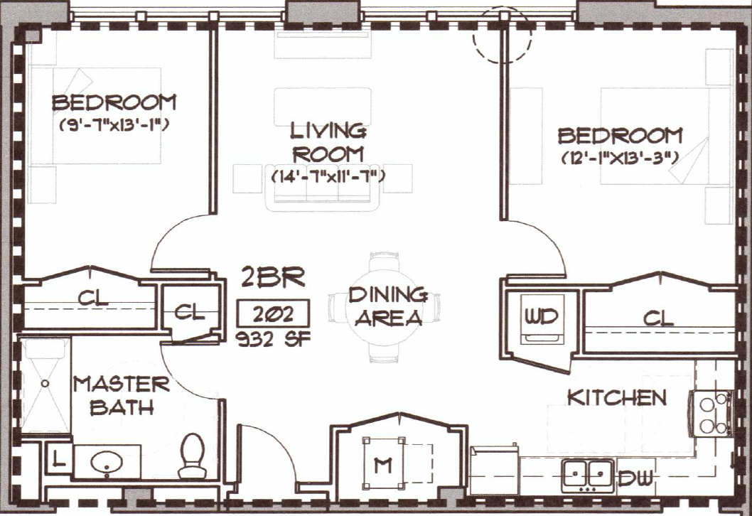 Two Bedroom Unit layout